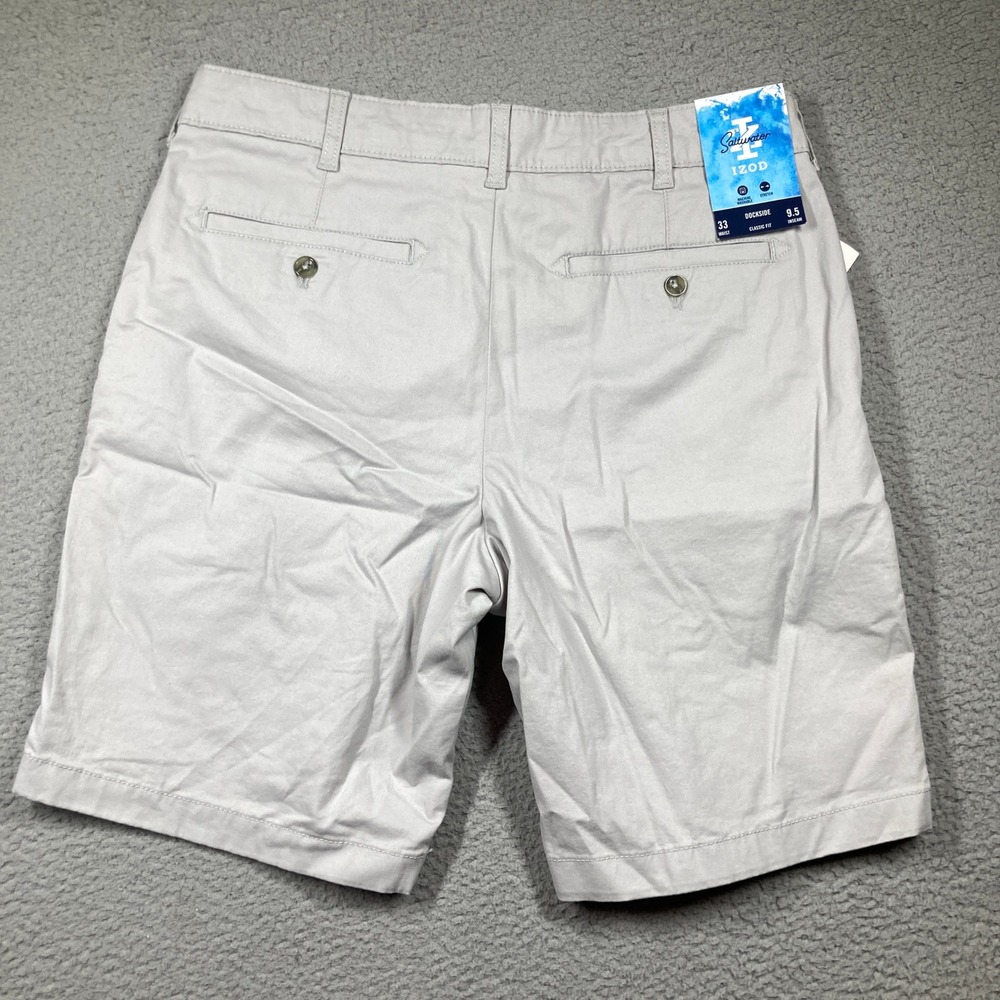 IZOD Saltwater Dockside Shorts Mens 33 NEW Beige Stretch Classic Fit Chino - Picture 7 of 10